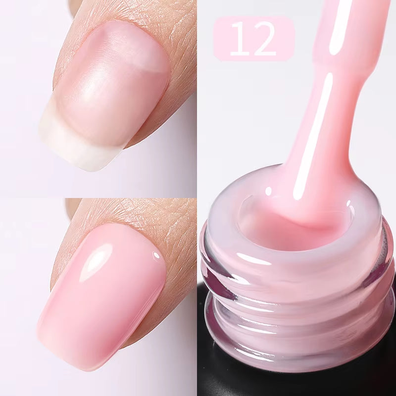 Milky Pink Rubber Base Gel Nail Polish Glitter 15Ml Semi-Permanent Varnish Soak off Self Leveling UV LED Gel