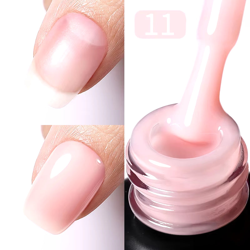 Milky Pink Rubber Base Gel Nail Polish Glitter 15Ml Semi-Permanent Varnish Soak off Self Leveling UV LED Gel