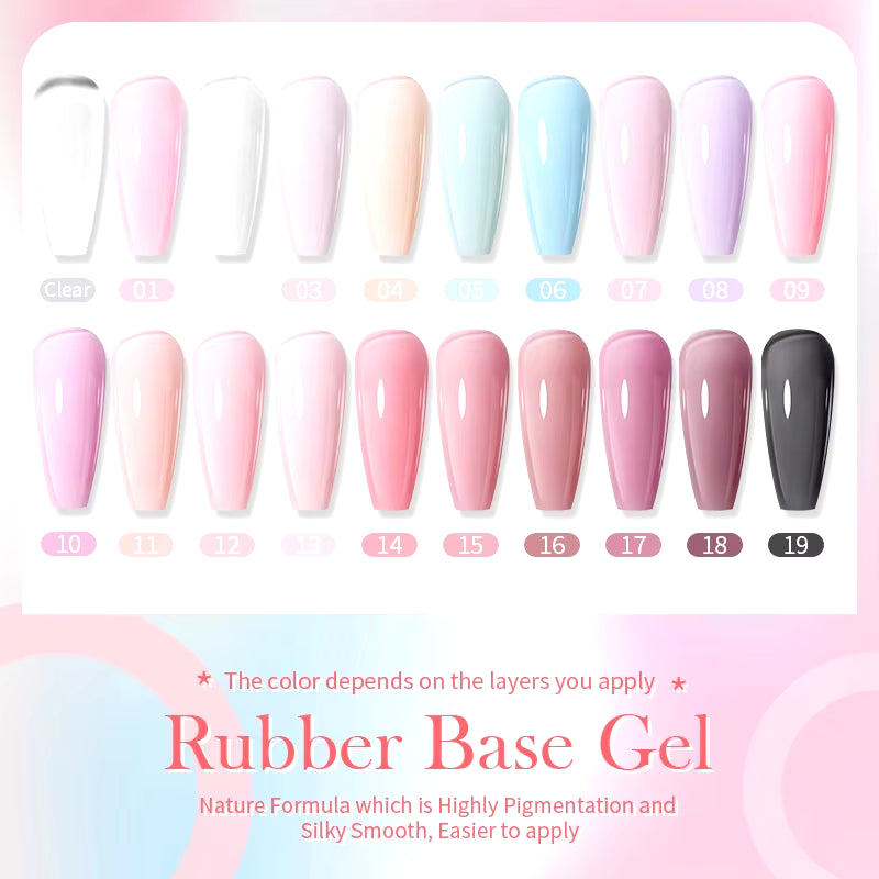 Milky Pink Rubber Base Gel Nail Polish Glitter 15Ml Semi-Permanent Varnish Soak off Self Leveling UV LED Gel