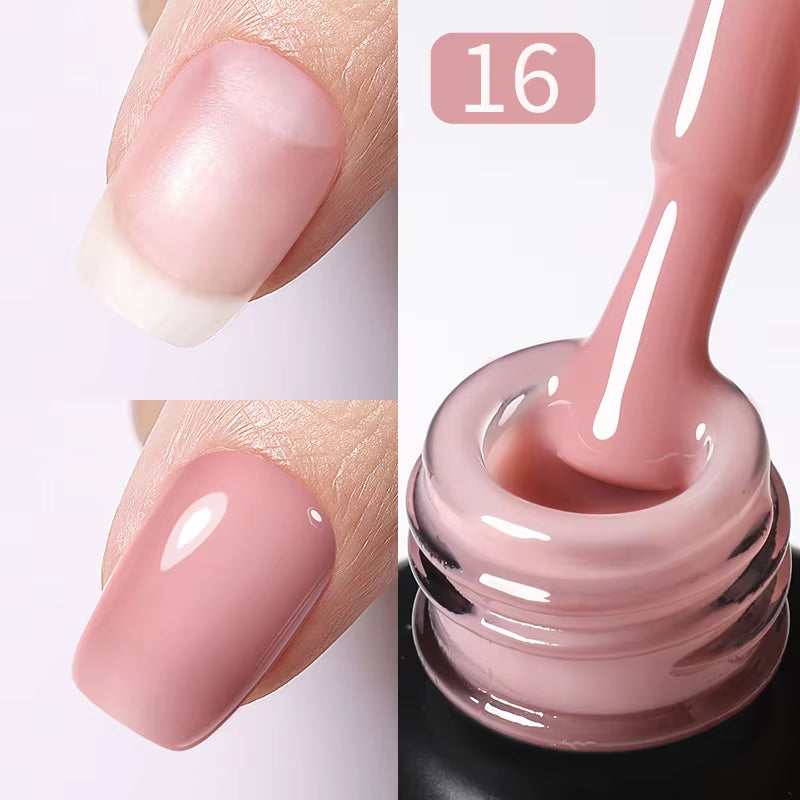 Milky Pink Rubber Base Gel Nail Polish Glitter 15Ml Semi-Permanent Varnish Soak off Self Leveling UV LED Gel