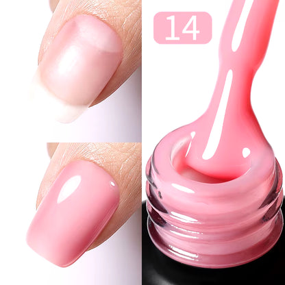 Milky Pink Rubber Base Gel Nail Polish Glitter 15Ml Semi-Permanent Varnish Soak off Self Leveling UV LED Gel