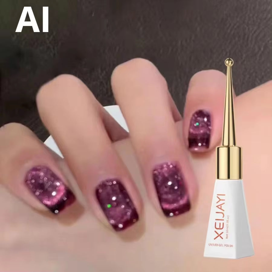 Magnetic Gel Purple Color Reflective Glitter Cat Eye Gel Polish 자석젤 Semi-Permanent Nail Polish UV Venalisa for Manicure