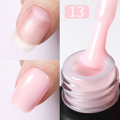 Milky Pink Rubber Base Gel Nail Polish Glitter 15Ml Semi-Permanent Varnish Soak off Self Leveling UV LED Gel