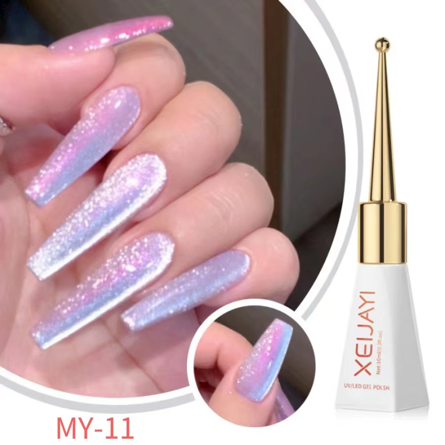 Magnetic Gel Purple Color Reflective Glitter Cat Eye Gel Polish 자석젤 Semi-Permanent Nail Polish UV Venalisa for Manicure