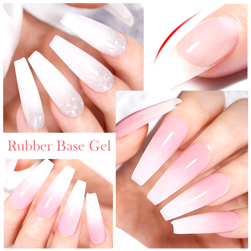 Milky Pink Rubber Base Gel Nail Polish Glitter 15Ml Semi-Permanent Varnish Soak off Self Leveling UV LED Gel