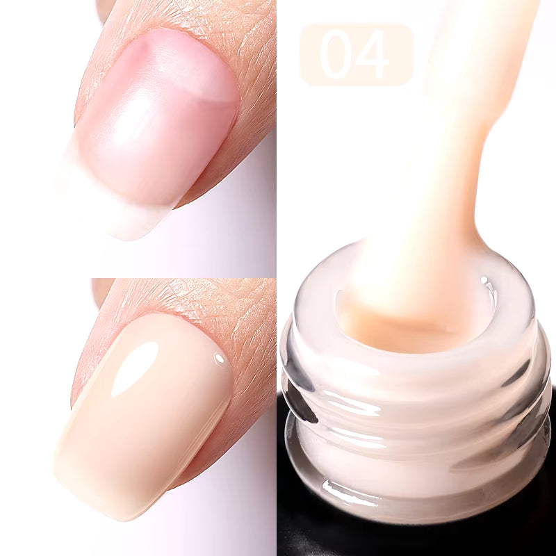 Milky Pink Rubber Base Gel Nail Polish Glitter 15Ml Semi-Permanent Varnish Soak off Self Leveling UV LED Gel