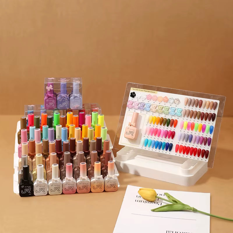 Juego de 9 esmaltes de uñas en gel de 15 ml que incluye un kit de esmaltes en gel nude rojo y rosa con protección UV LED