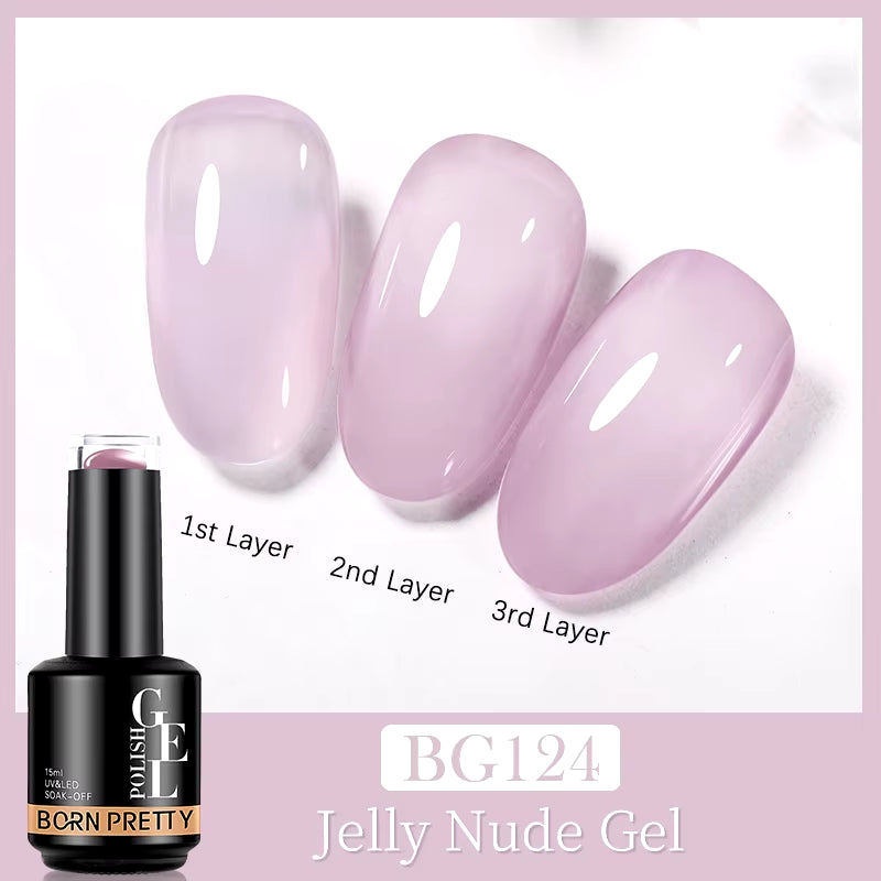 Milky Pink Rubber Base Gel Nail Polish Glitter 15Ml Semi-Permanent Varnish Soak off Self Leveling UV LED Gel