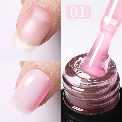 Milky Pink Rubber Base Gel Nail Polish Glitter 15Ml Semi-Permanent Varnish Soak off Self Leveling UV LED Gel