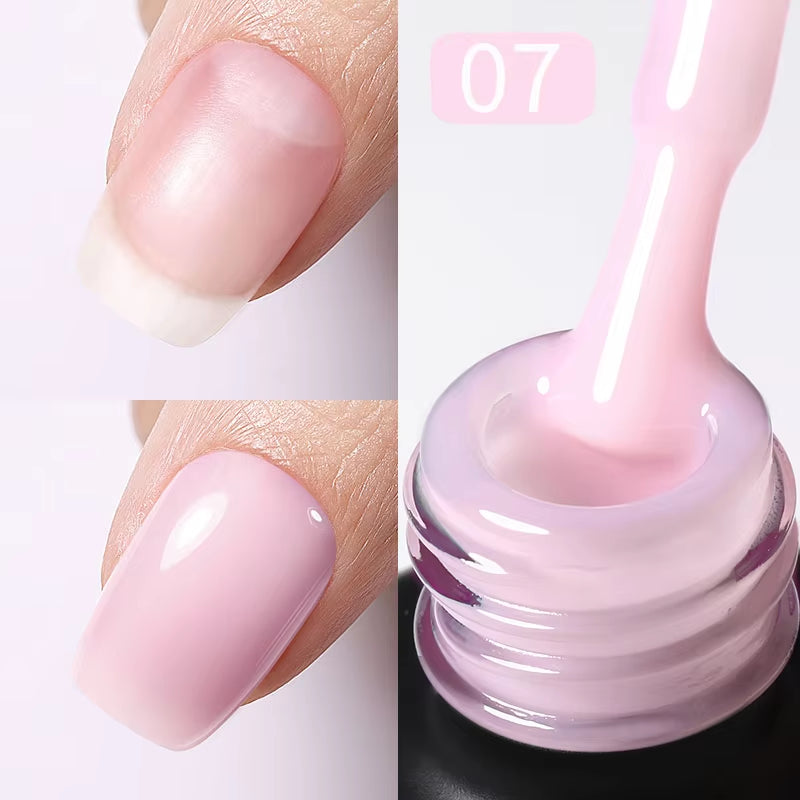 Milky Pink Rubber Base Gel Nail Polish Glitter 15Ml Semi-Permanent Varnish Soak off Self Leveling UV LED Gel