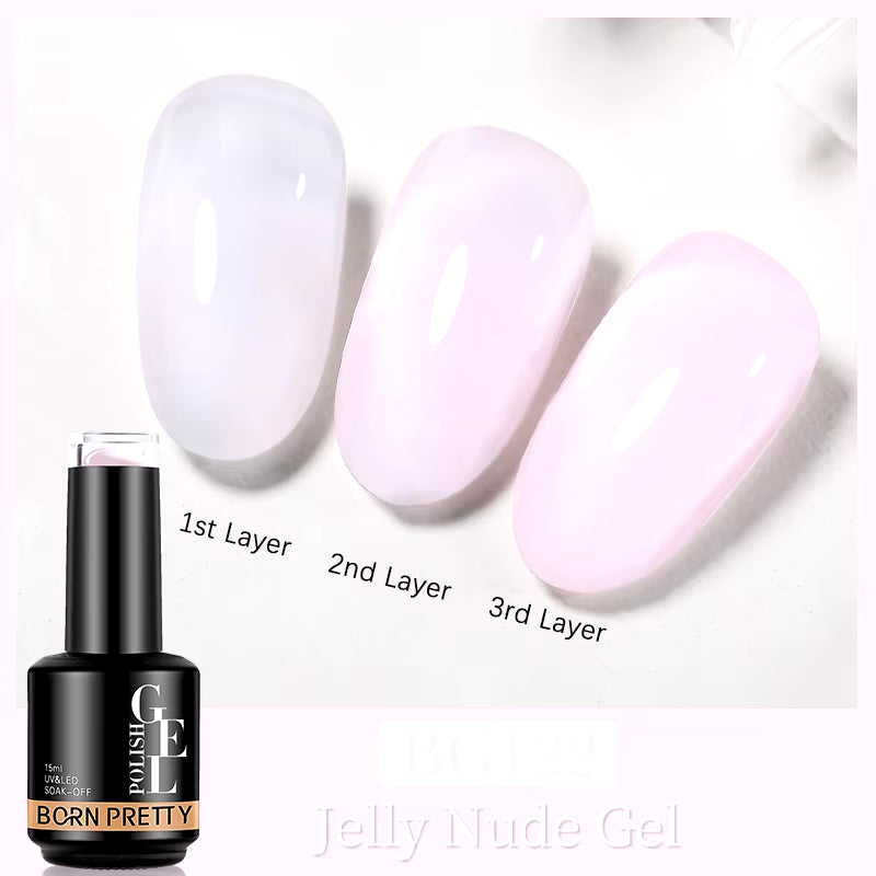 Milky Pink Rubber Base Gel Nail Polish Glitter 15Ml Semi-Permanent Varnish Soak off Self Leveling UV LED Gel